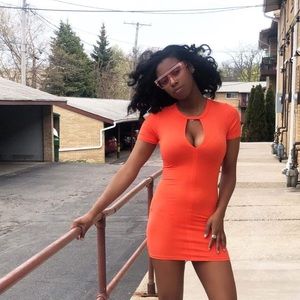 Keyhole Orange Dress